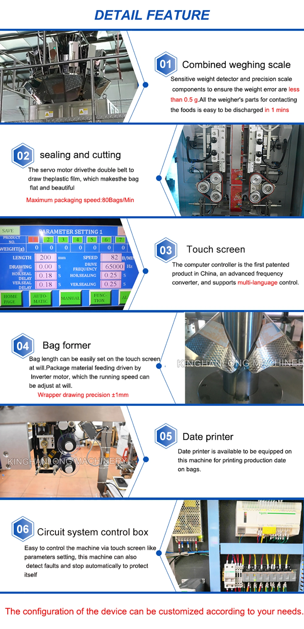 Automatic Dried Seafood / Dried Fish Weighing Food Form Fill Seal Wrapping Flow Packaging Packing Filling Sealing Machine