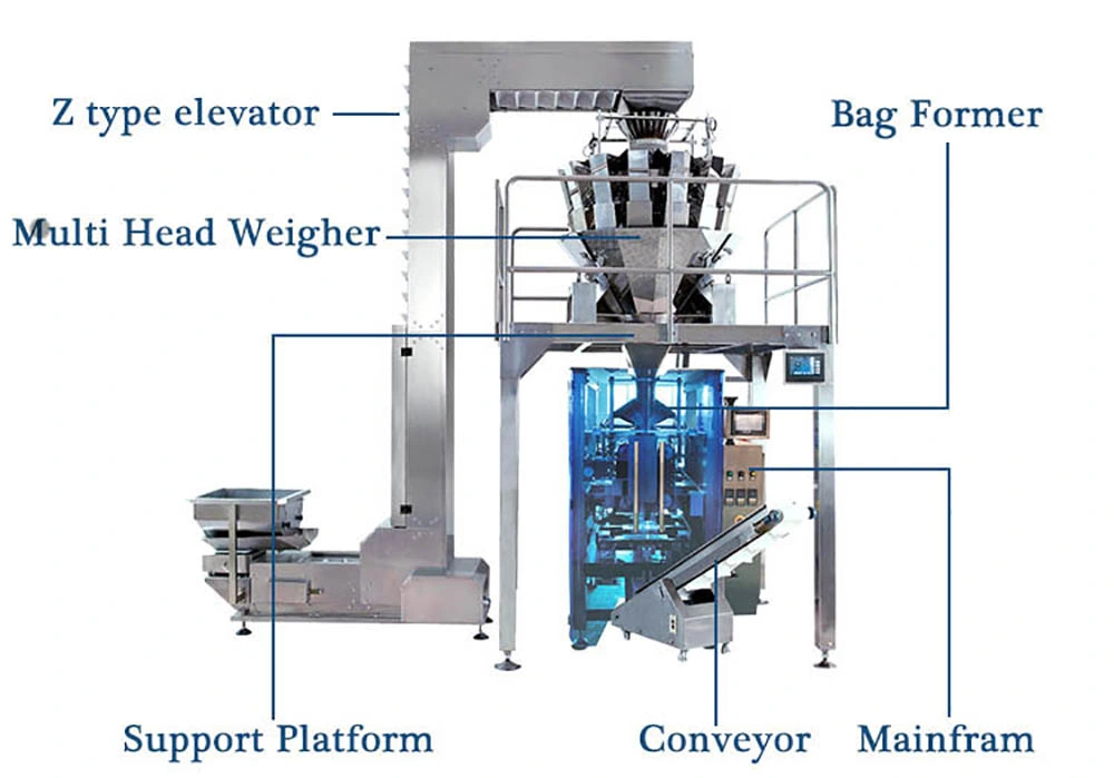 Automatic Dried Seafood / Dried Fish Weighing Food Form Fill Seal Wrapping Flow Packaging Packing Filling Sealing Machine